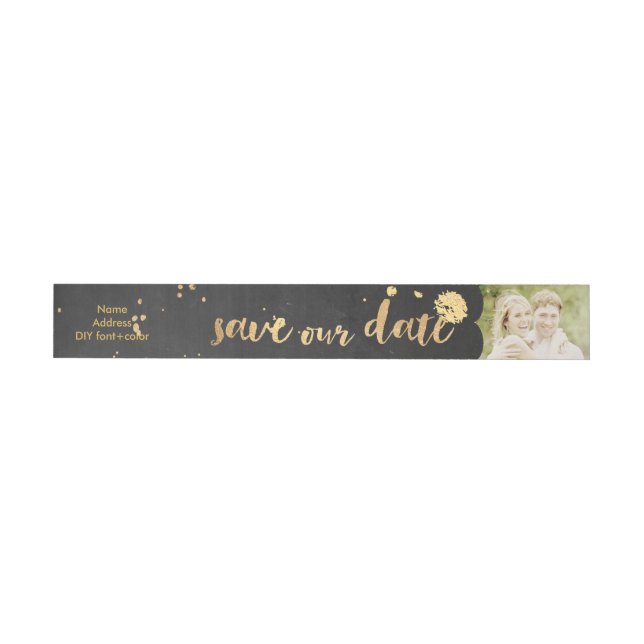 PixDezines chalkboard/faux gold splatters Wrap Around Address Label (Individual)