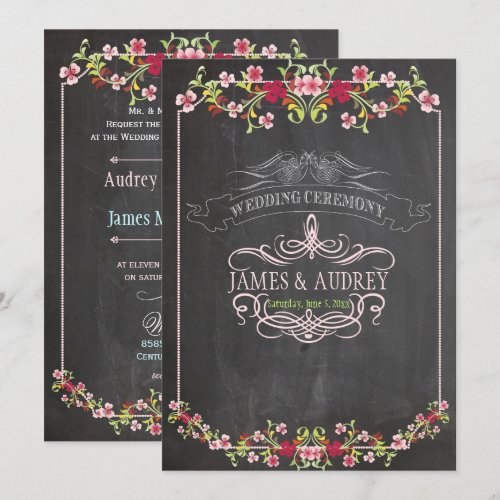PixDezines chalkboard/floral/diy background color Personalized Announcement