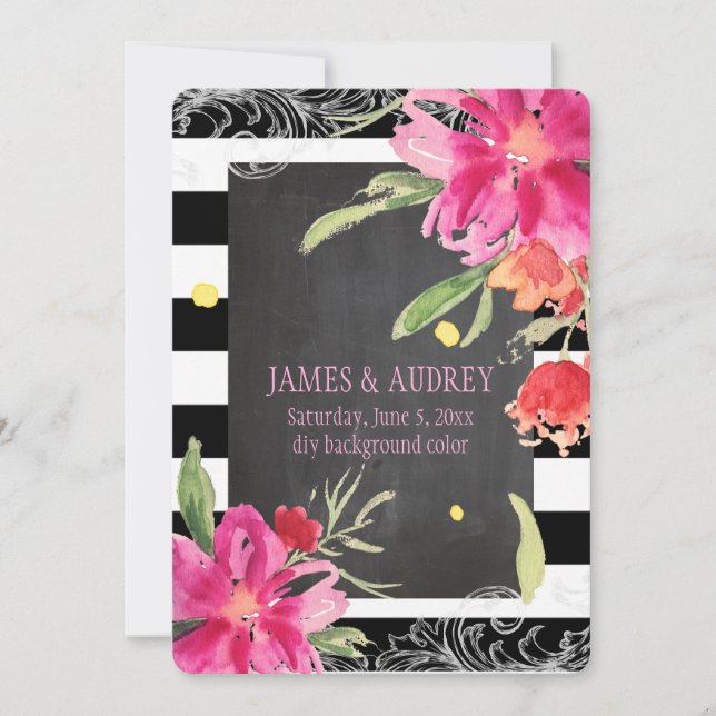 PixDezines chalkboard/may flower/watercolor Invitation (Front)