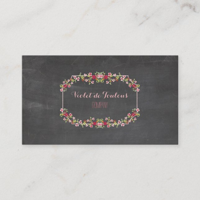 PixDezines Chalkboard+Petite Fleurs Business Card (Front)