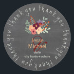 PixDezines chalkboard petite fleurs/DIY text Classic Round Sticker<br><div class="desc">PixDezines original vector graphics,  petite fleurs,  colorful blossoms with chalkboard background. Customize your own,  add address so it can be used as envelope sealers and return address all in one.com™ and PixDezines™ on zazzle.com</div>
