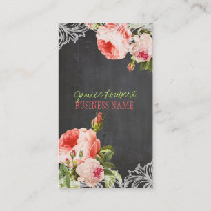 PixDezines Chalkboard+Vintage Roses Business Card