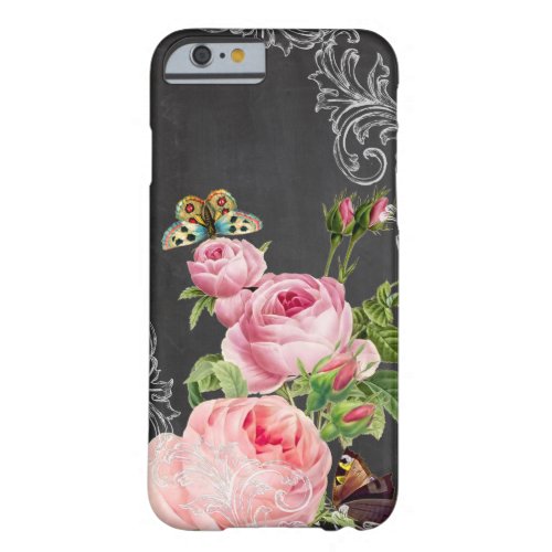 PixDezines chalkboardvintage roses Barely There iPhone 6 Case