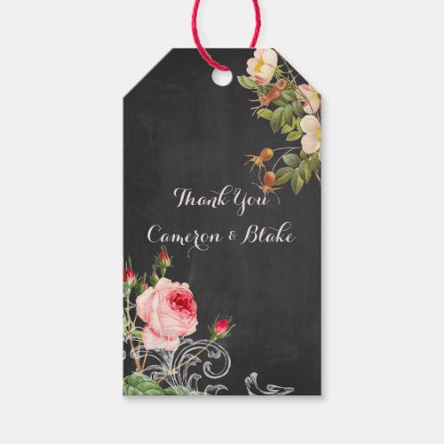 PixDezines chalkboardvintage roses Gift Tags