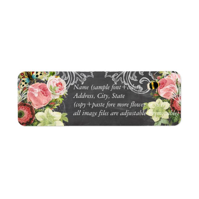 PixDezines chalkboard+vintage roses Label (Front)