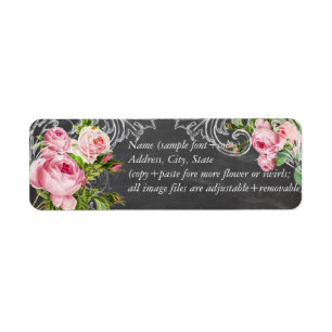 PixDezines chalkboard+vintage roses Label