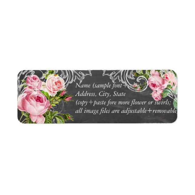 PixDezines chalkboard+vintage roses Label (Front)
