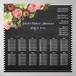 PixDezines chalkboard+vintage roses/seating chart