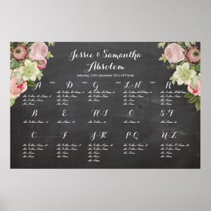 PixDezines chalkboard+vintage roses/seating chart