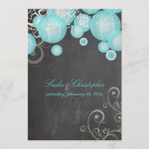 PixDezines chalkdboard+blue lanterns/ Invitation