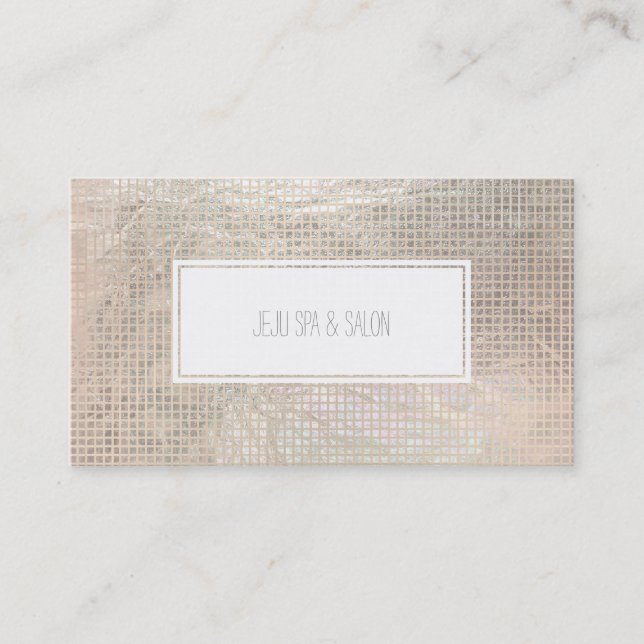 PixDezines champagne grids/faux foil Business Card (Front)