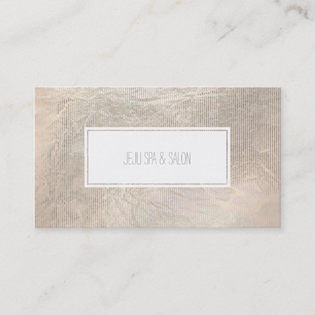 PixDezines champagne stripes/faux silver Business Card (Front)
