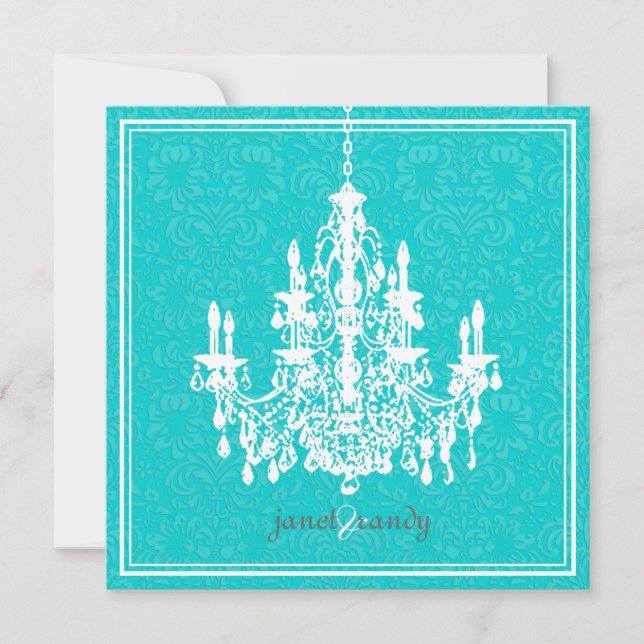 PixDezines Chandelier/DIY aqua background color! Invitation (Front)