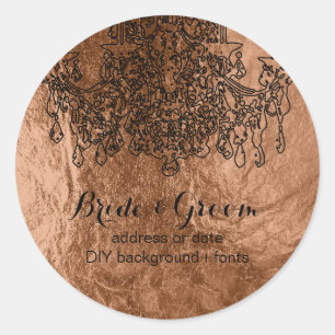 PixDezines chandelier/faux copper foil Classic Round Sticker