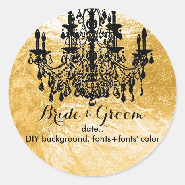 PixDezines chandelier/faux gold foil Classic Round Sticker (Front)