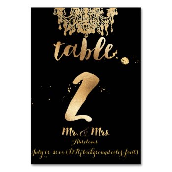 Pixdezines Chandelier/faux Gold/table 2 Table Number by custom_stationery at Zazzle