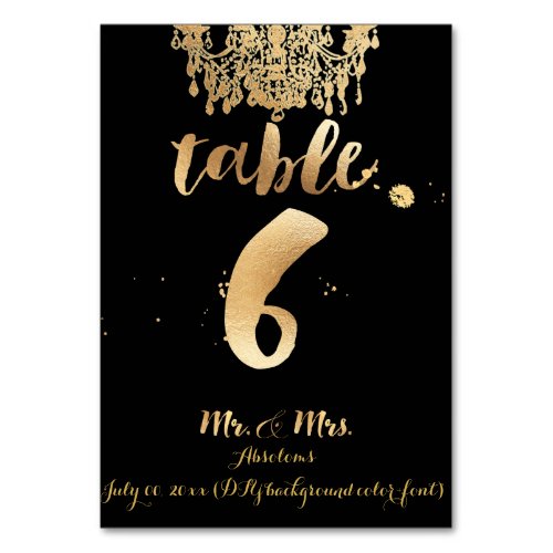 PixDezines ChandelierFaux Goldtable 6 Table Number