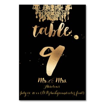 Pixdezines Chandelier/faux Gold/table 9 Table Number by custom_stationery at Zazzle