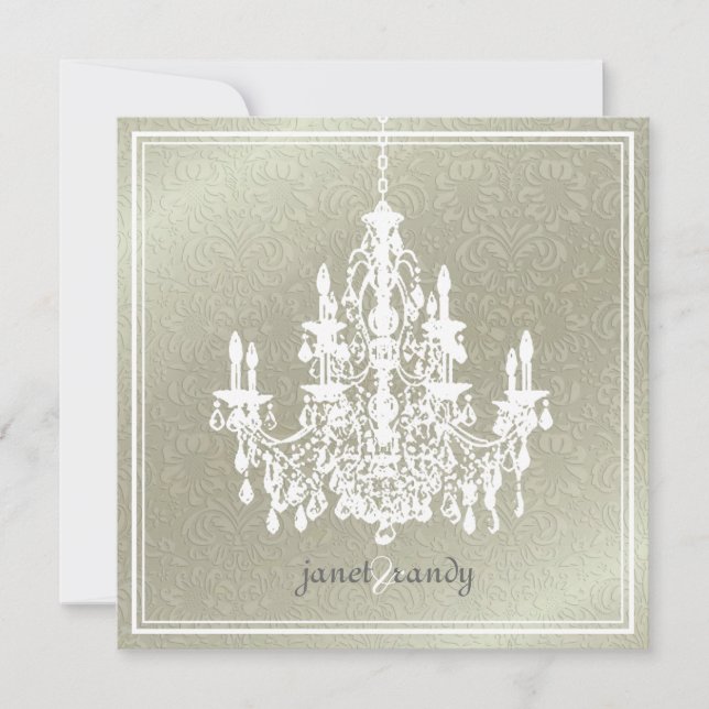 PixDezines Chandelier+Fidora Damask background Invitation (Front)