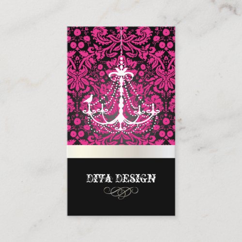 PixDezines Chandelier + lace damask /pearl + white Business Cards