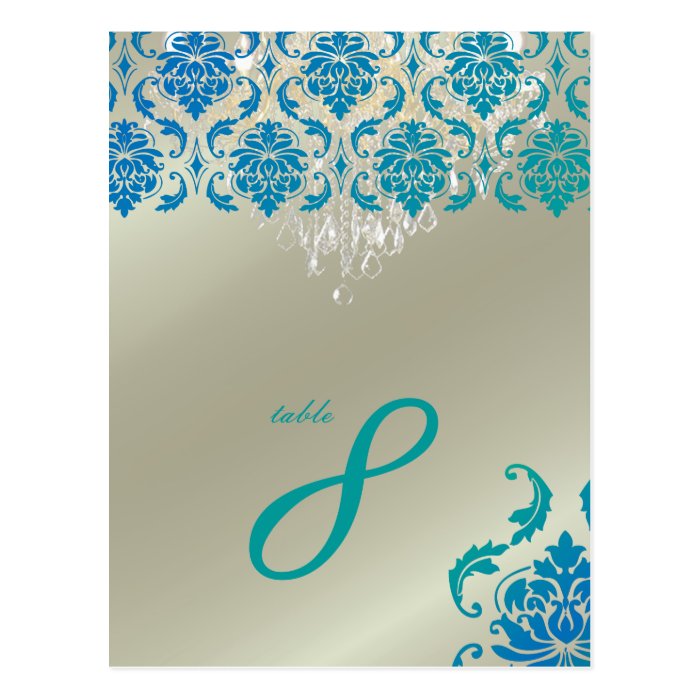 PixDezines Chandelier+Vendome Peacock Damask Postcards