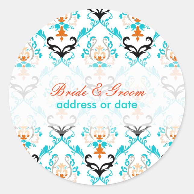 PixDezines chantal damask/diy color Classic Round Sticker (Front)
