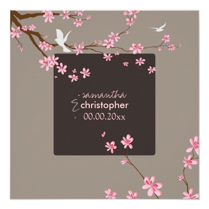 PixDezines Cherry blossom/diy background color Custom Invites