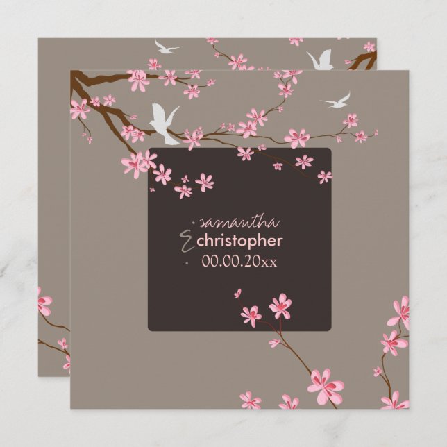 PixDezines Cherry blossom/diy background color Invitation (Front/Back)