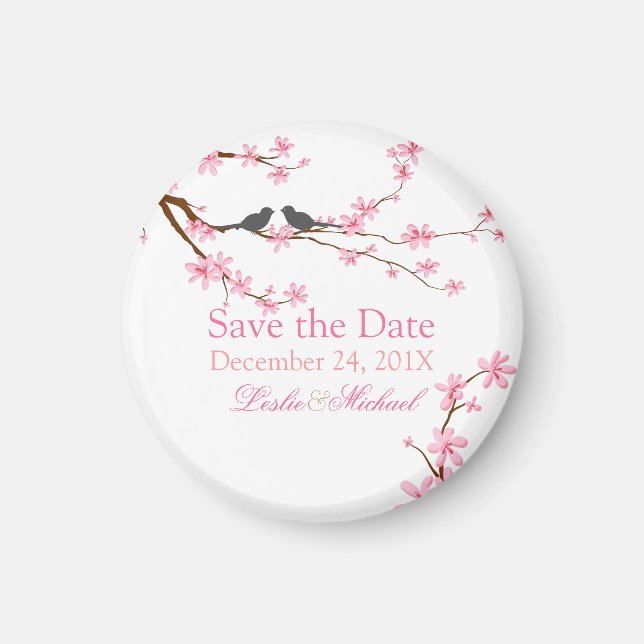 PixDezines Cherry Blossom+love birds Magnet (Front)