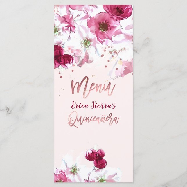 PixDezines Cherry Blossoms Quinceanera Menu (Front)