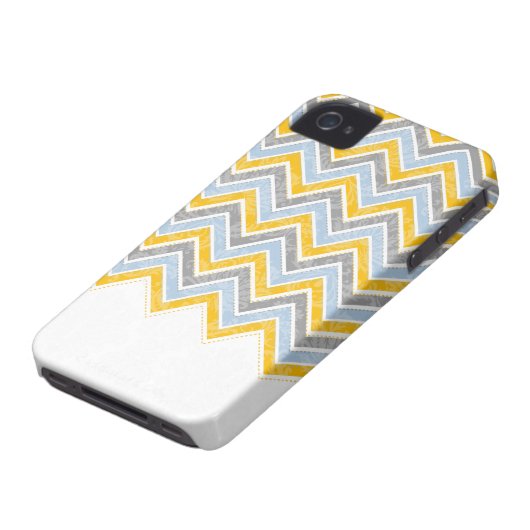 PixDezines Chevron Blue+Yellow Case-Mate iPhone Case (Bottom)