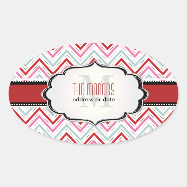 PixDezines Chevron/Christmas/DIY colors Oval Sticker (Front)