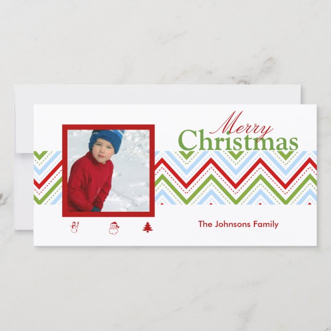 PixDezines Chevron Christmas Holiday Card (Front)
