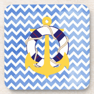 PixDezines chevron/nautical/watercolor Beverage Coaster