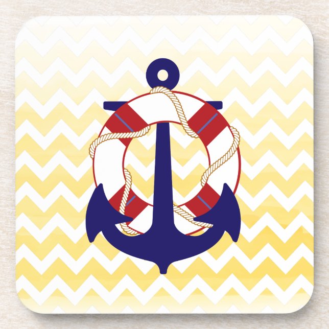 PixDezines chevron/nautical/watercolor Coaster (Front)