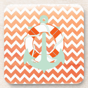 PixDezines chevron/nautical/watercolor Drink Coaster