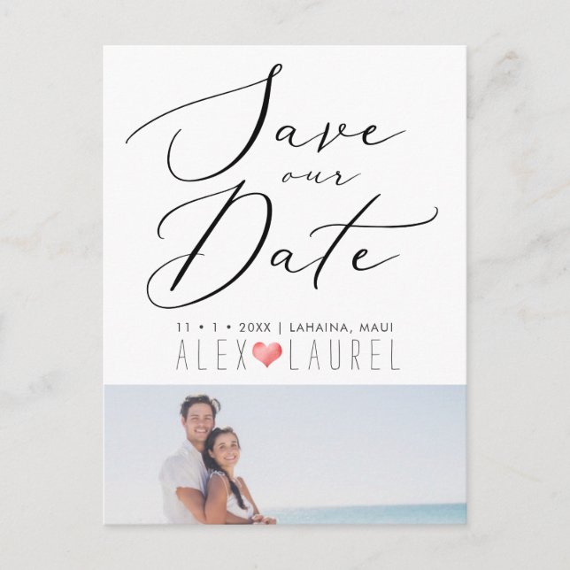 PixDezines Chic Elegant Calligraphy Save our Date Postcard (Front)