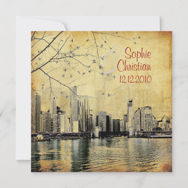 PixDezines Chicago Lakeshore Skyline/invitations Invitation (Front)