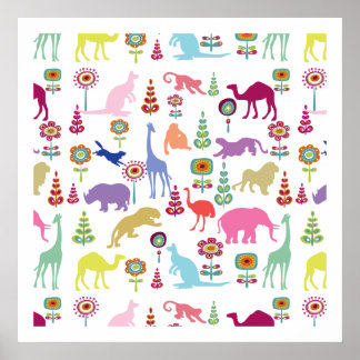 PixDezines Children's Art Wild Animals Poster