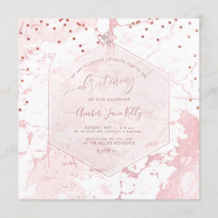 PixDezines Christening Blush Honeycomb Marble Invitation