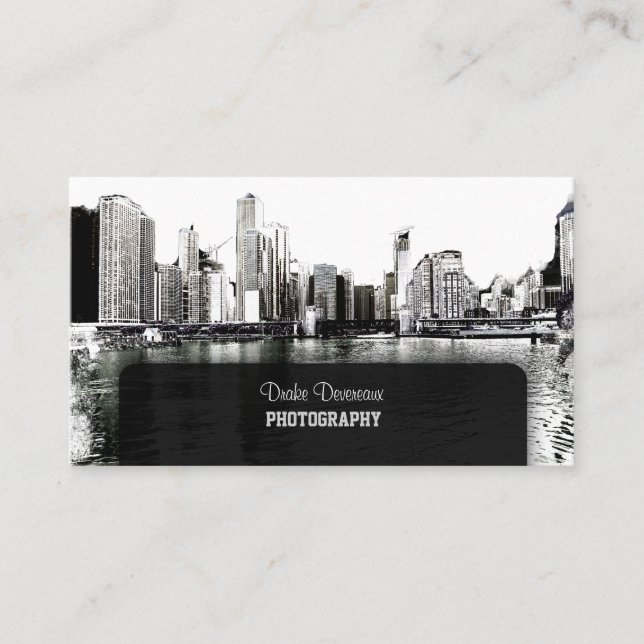 PixDezines City Scape, Lakeshore, Chicago Business Card (Front)