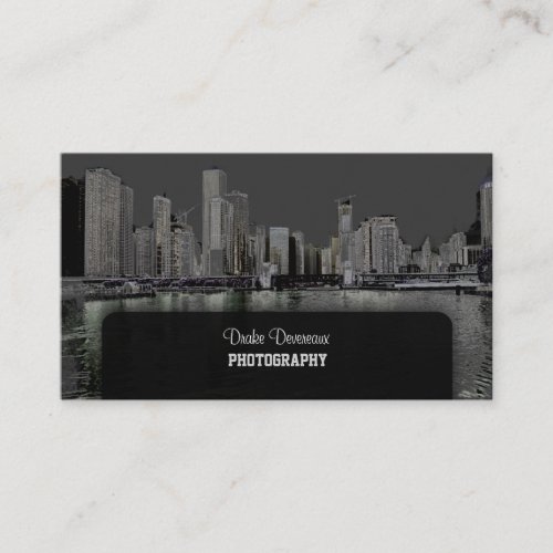 PixDezines City Scape, Lakeshore, Chicago/grey Business Card Templates