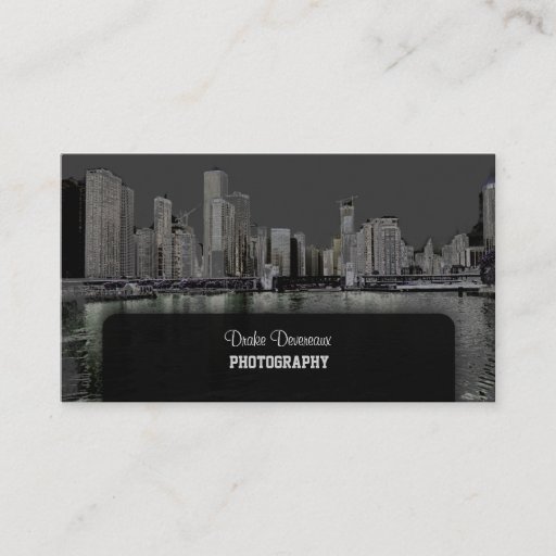 Customizable PixDezines City Scape, Lakeshore, Chicago/grey Business Card Templates