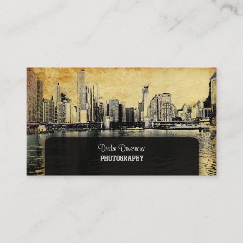 PixDezines City Scape Lakeshore Chicago vintage Business Card