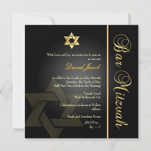 PixDezines Classic Bar Mitzvahgoldblack Invitation