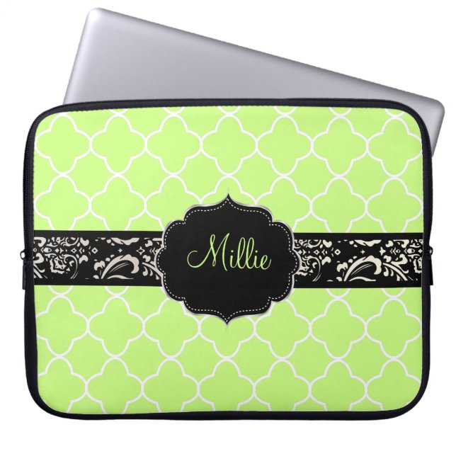 PixDezines Clover Trellis/DIY monogram+color! Laptop Sleeve (Front)