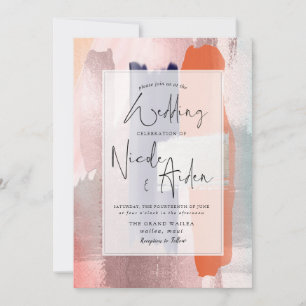 PixDezines Color Block Navy, Rose Gold Blush Invitation