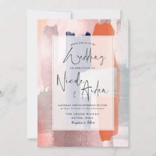 PixDezines Color Block Navy, Rose Gold Blush Invitation