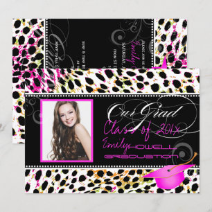 PixDezines Colorful Cheetah Spots Graduation Invitation