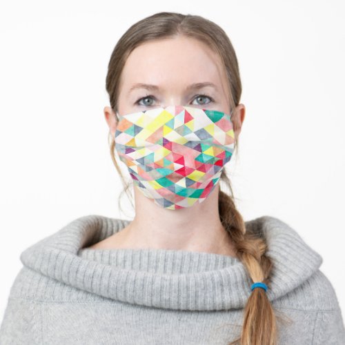PixDezines Colorful Watercolor Geometric Triangles Adult Cloth Face Mask